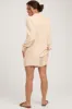 Cream Linen Button Down Long Sleeve Maternity Short Set sold by Pinkblush