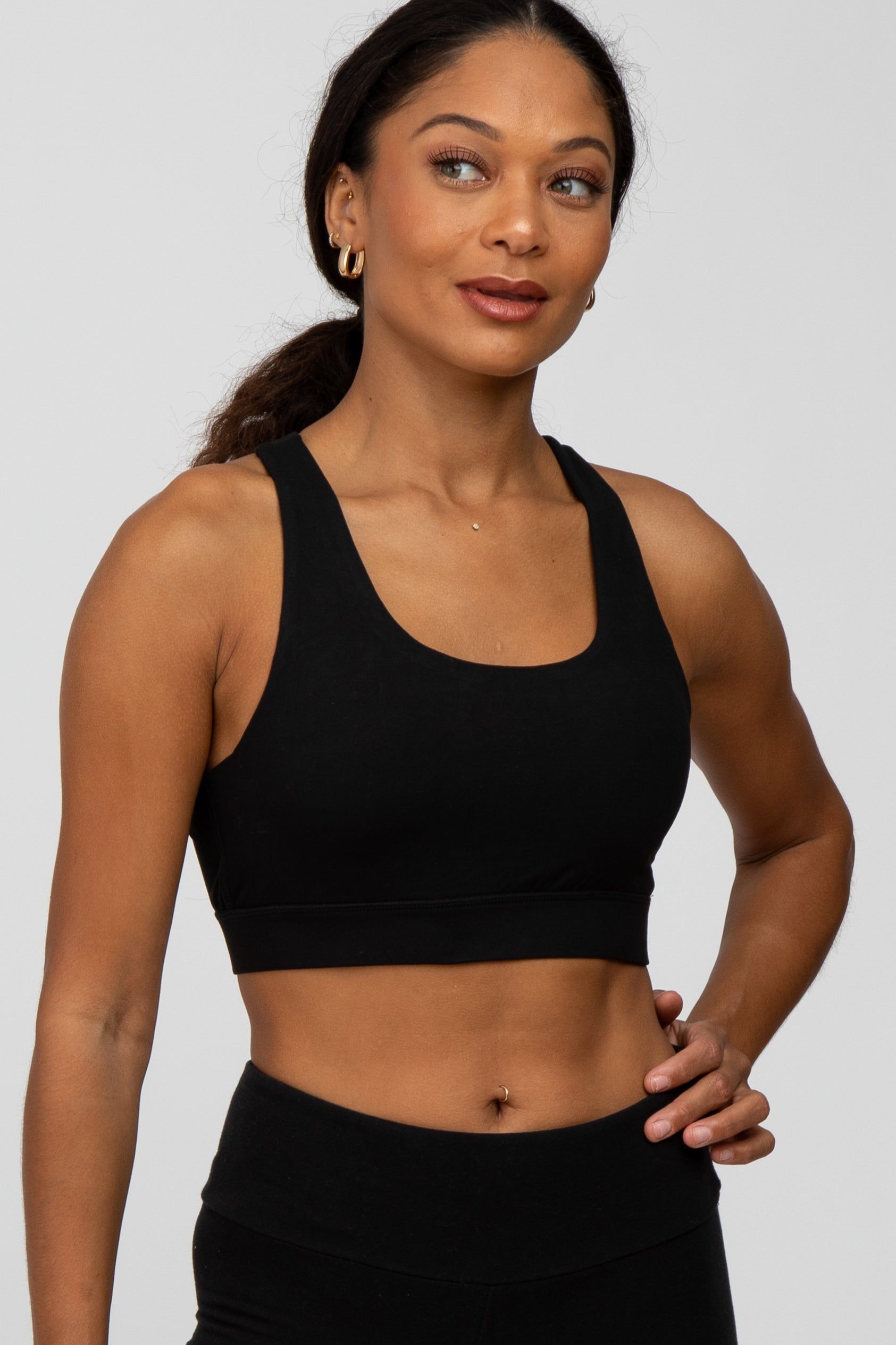 Black Mesh Racerback Sports Bra sold by Pinkblush