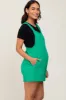 Green Square Neck Elastic Strap Maternity Romper sold by Pinkblush