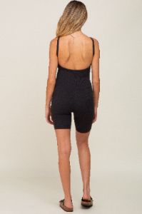 Black Rib Knit Sleeveless Maternity Romper sold by Pinkblush
