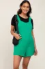Green Square Neck Elastic Strap Maternity Romper sold by Pinkblush