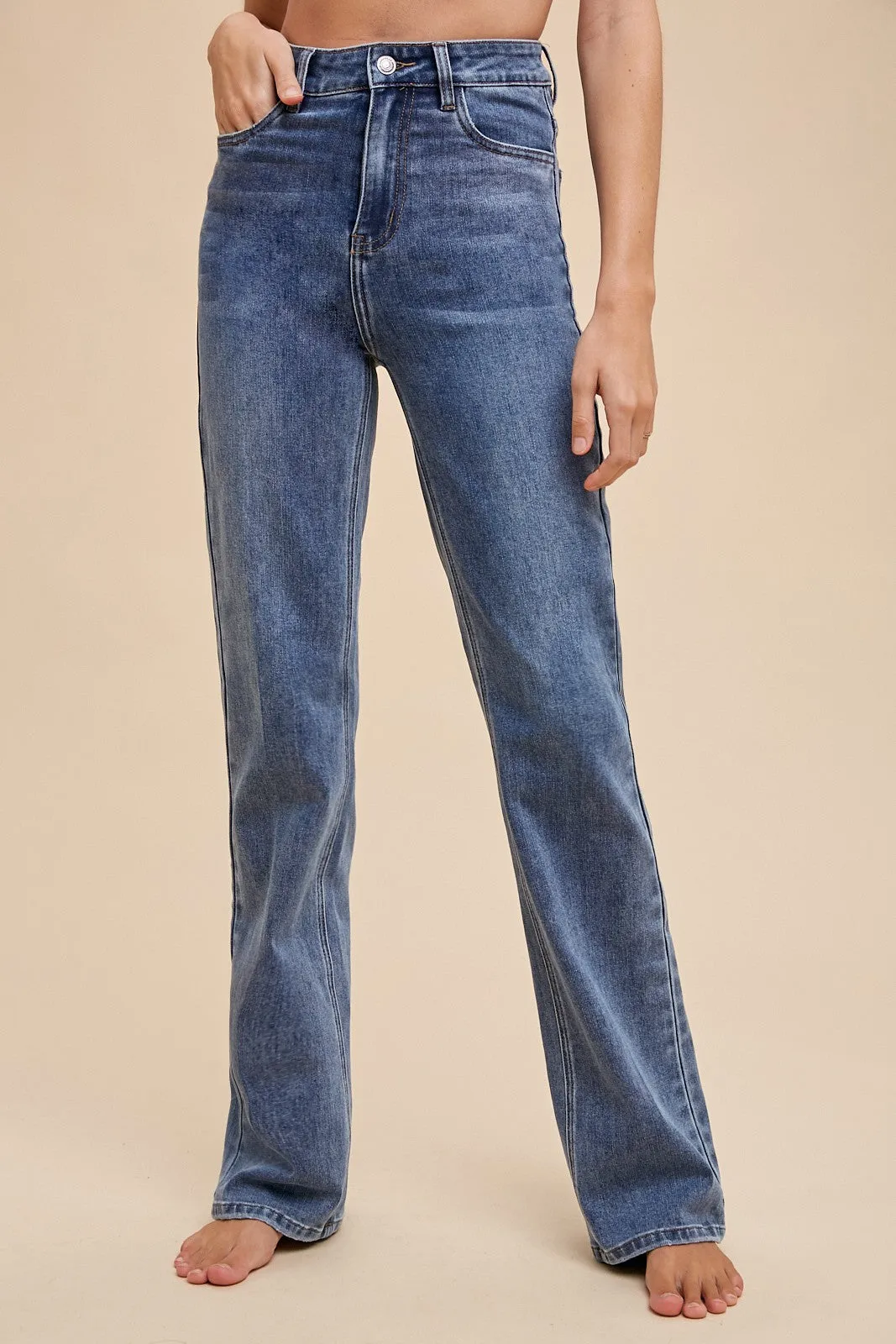 Medium Washed Stretch High Jeans sold by Pinkblush product image thumbnail 4