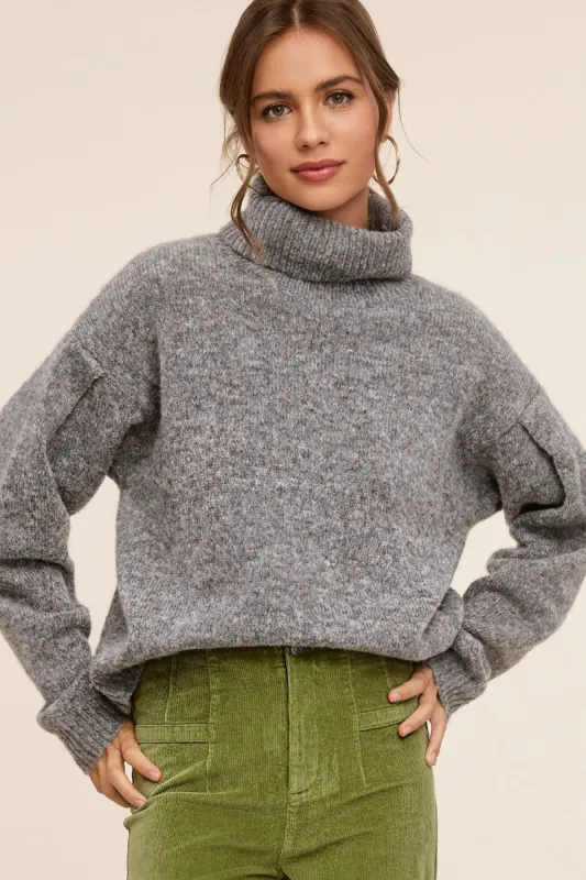 Charcoal Turtleneck Sweater sold by Pinkblush
