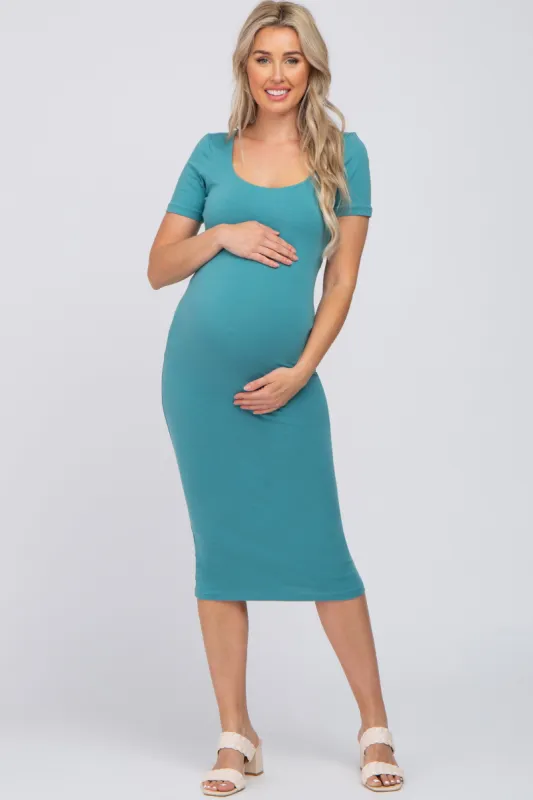 Jade Fitted Maternity Midi Dress sold by Pinkblush