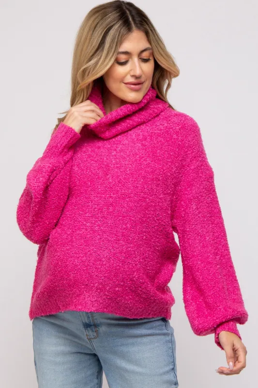 Magenta Knit Turtle Neck Maternity Sweater sold by Pinkblush