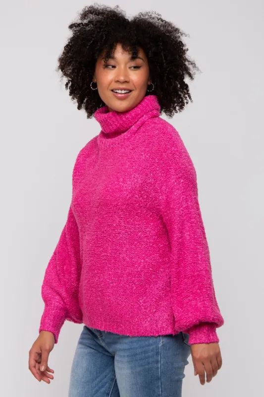 Magenta Knit Turtle Neck Sweater sold by Pinkblush