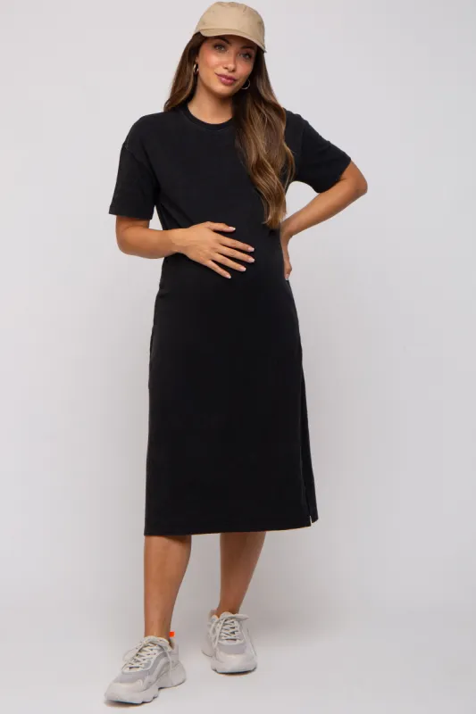 Charcoal T-Shirt Maternity Midi Dress sold by Pinkblush