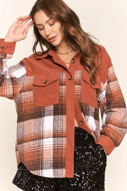 Brown Colorblock Plaid Jacket sold by Pinkblush