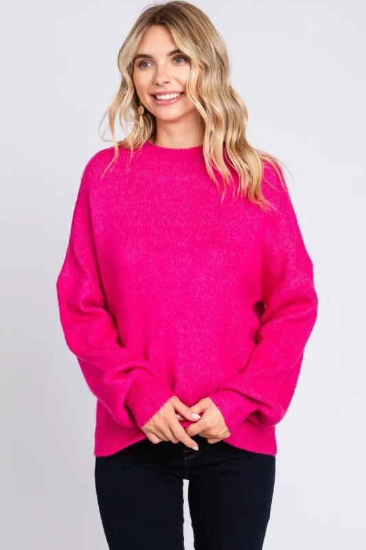 Fuchsia Bubble Sleeve Sweater sold by Pinkblush
