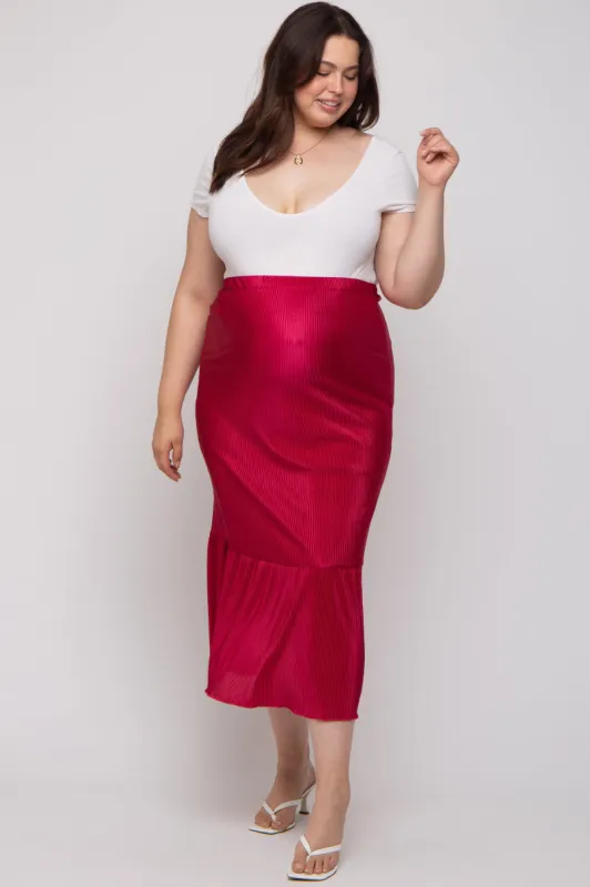 Red Plisse Maternity Plus Maxi Skirt sold by Pinkblush