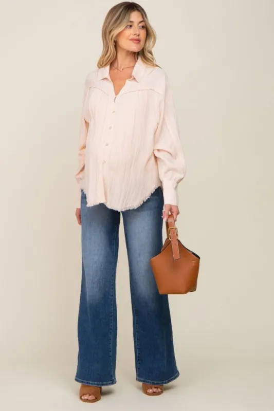Medium Blue Wide Leg Maternity Jeans sold by Pinkblush