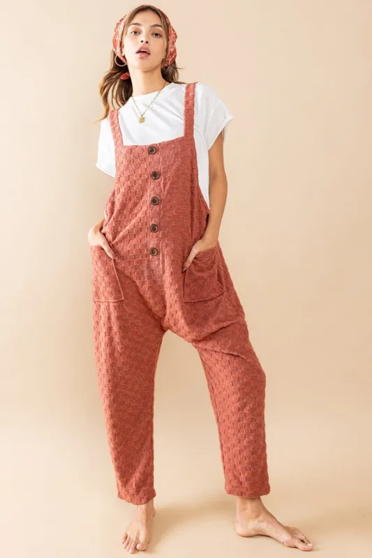 Rust Checkered Soft Knit Overall sold by Pinkblush