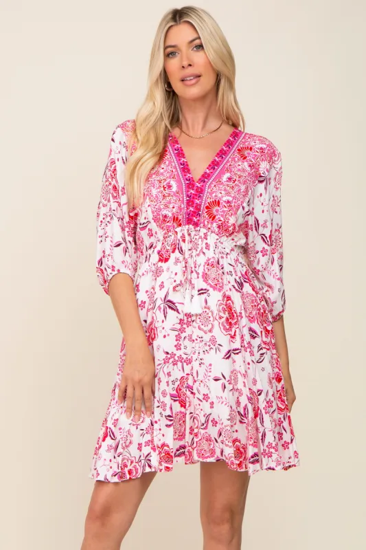 Magenta Floral Border Print Dress sold by Pinkblush