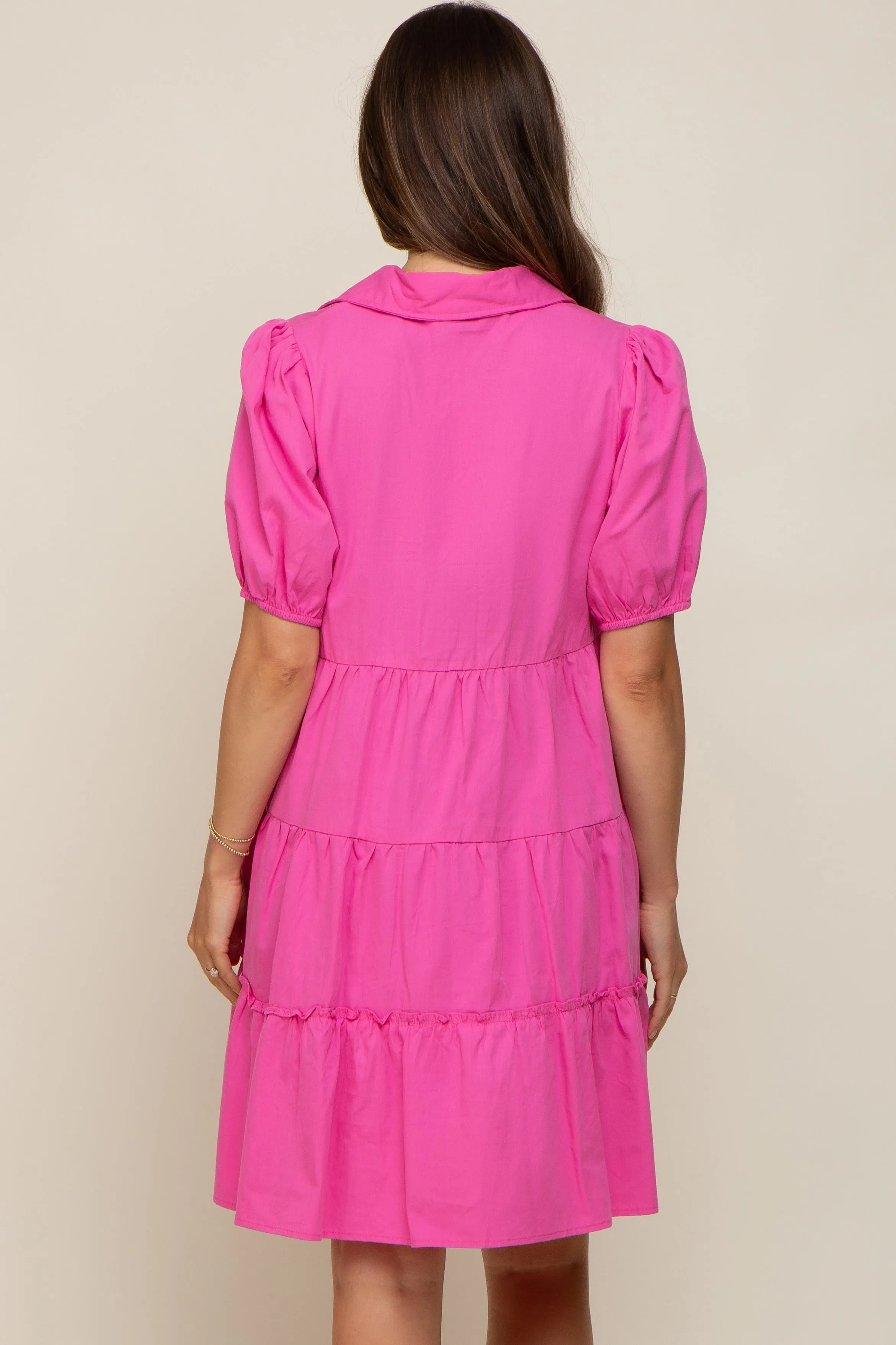 Pink Collared Tiered Maternity Dress sold by Pinkblush product image thumbnail 3