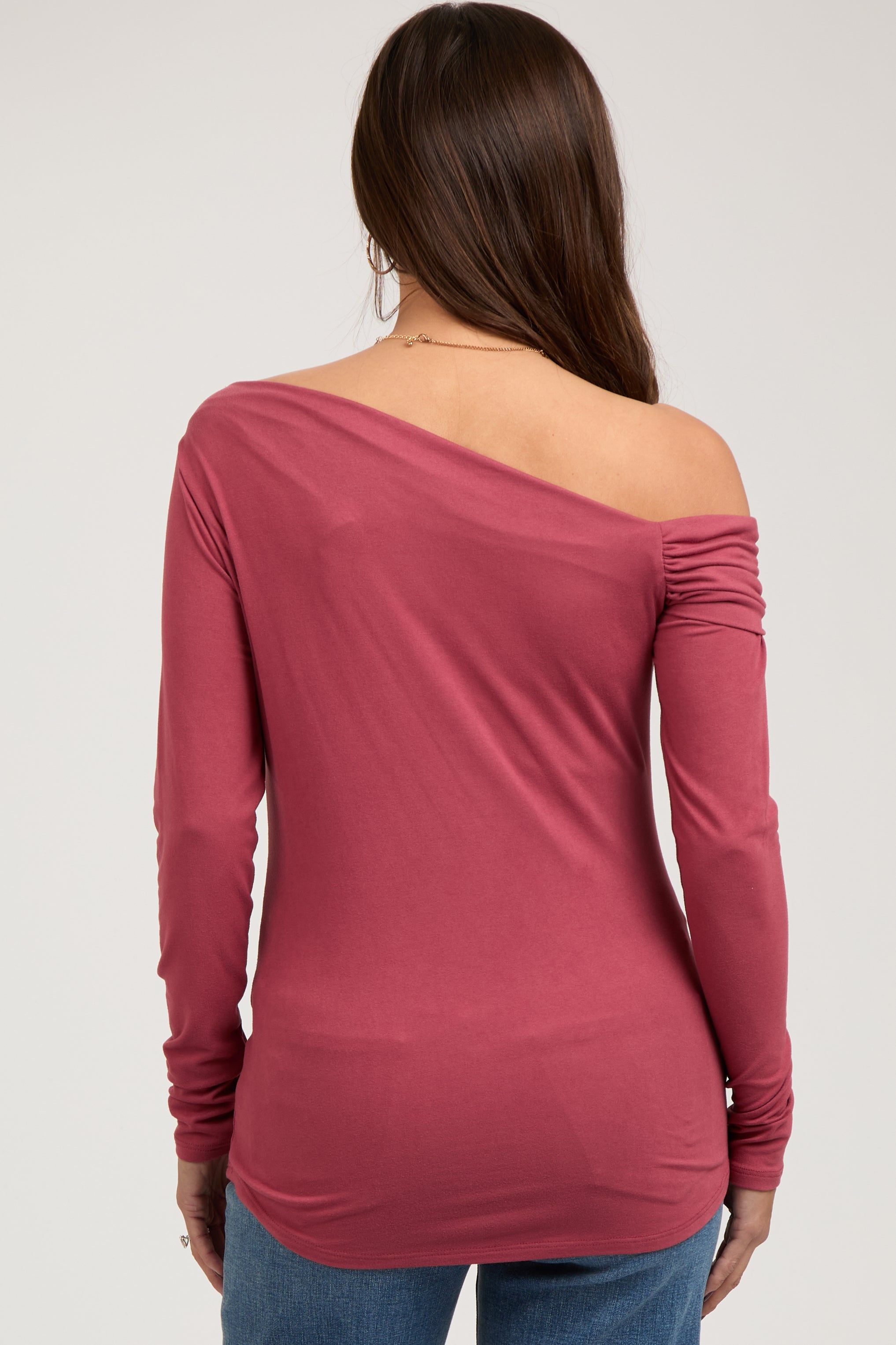 Rust Long Sleeve Off Shoulder Maternity Top sold by Pinkblush product image thumbnail 3