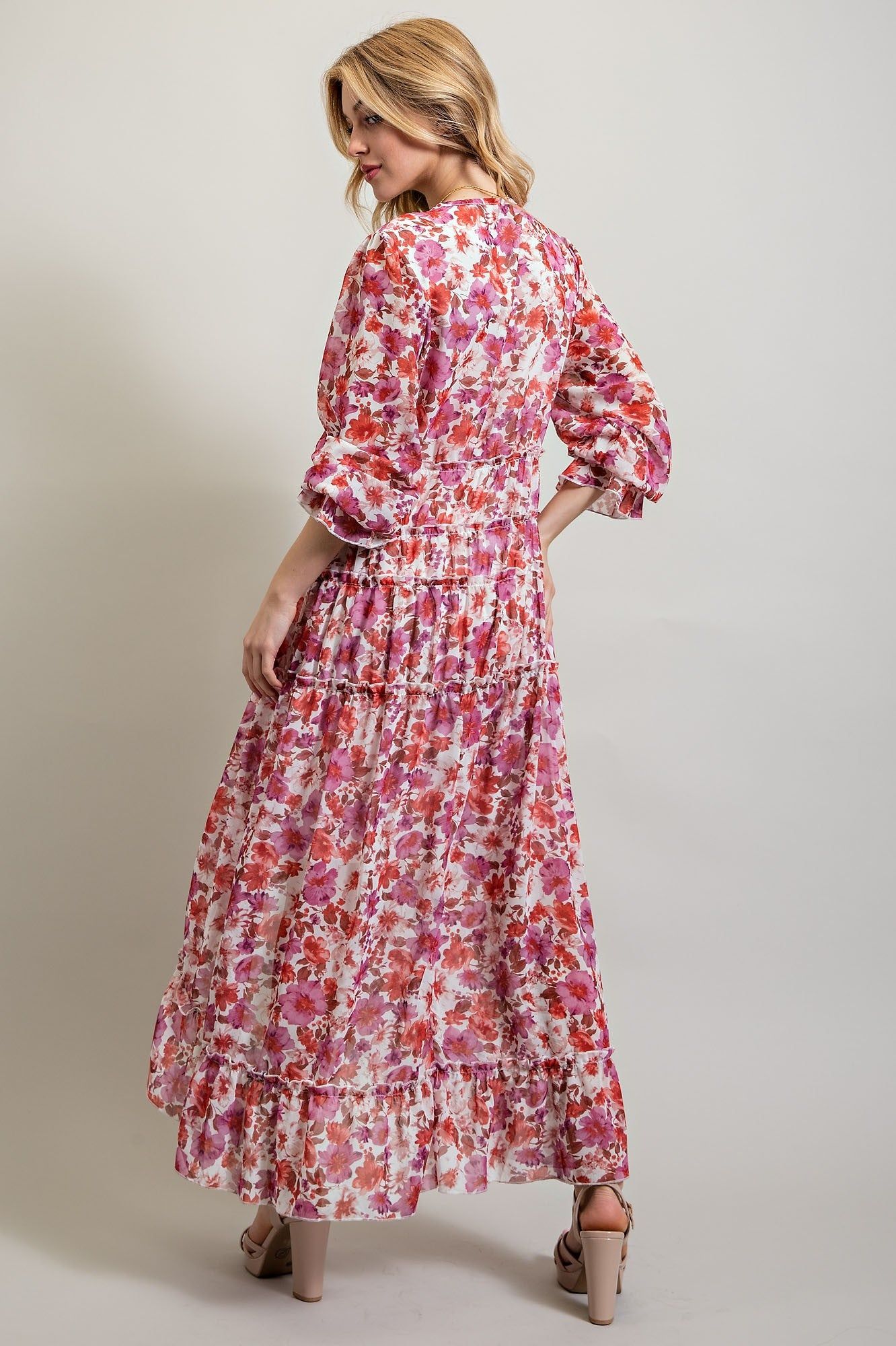 White Bohemian Floral High Low Maxi Dress sold by Pinkblush product image thumbnail 3