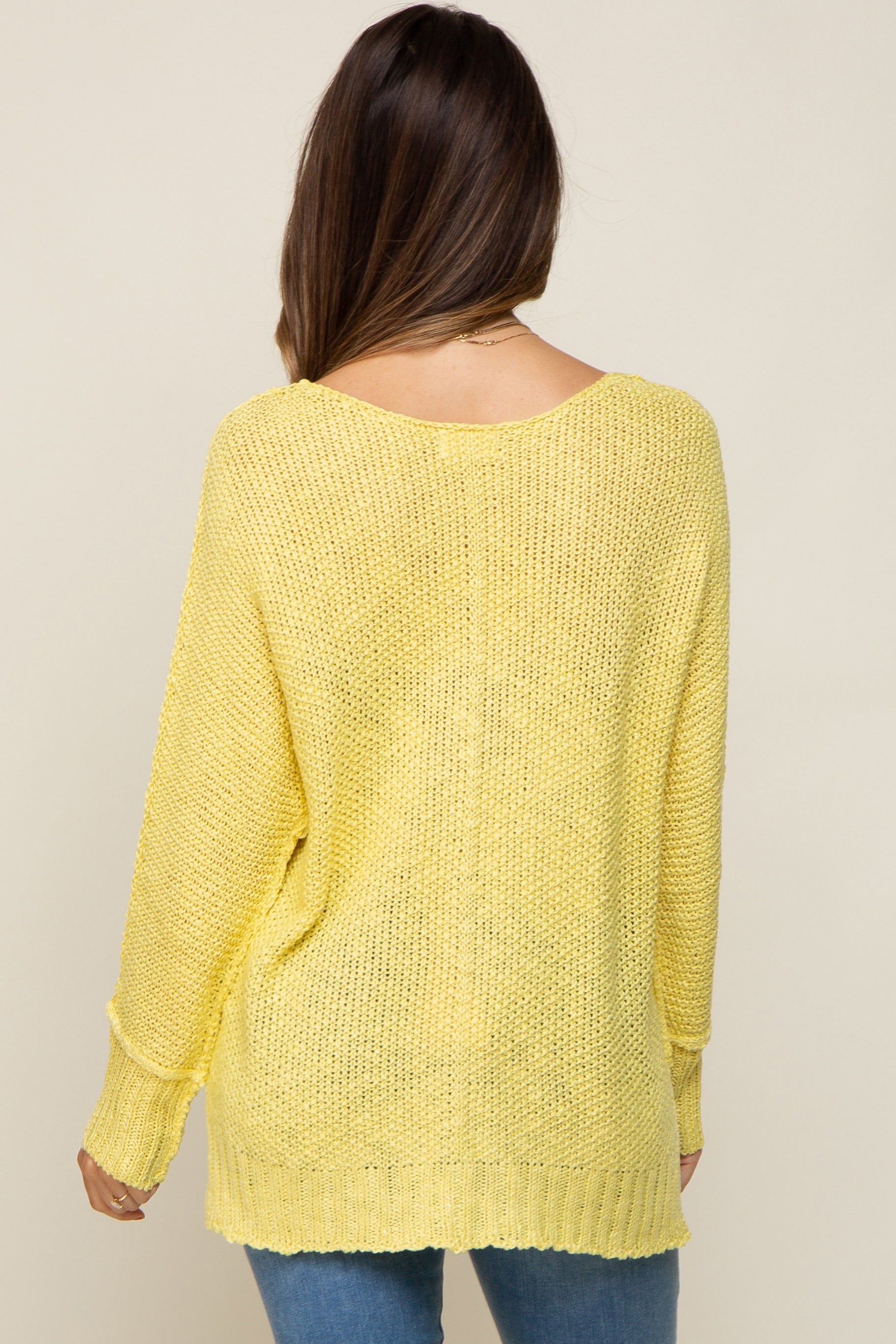 Yellow Chunky Knit Side Slit Maternity Sweater sold by Pinkblush product image thumbnail 3
