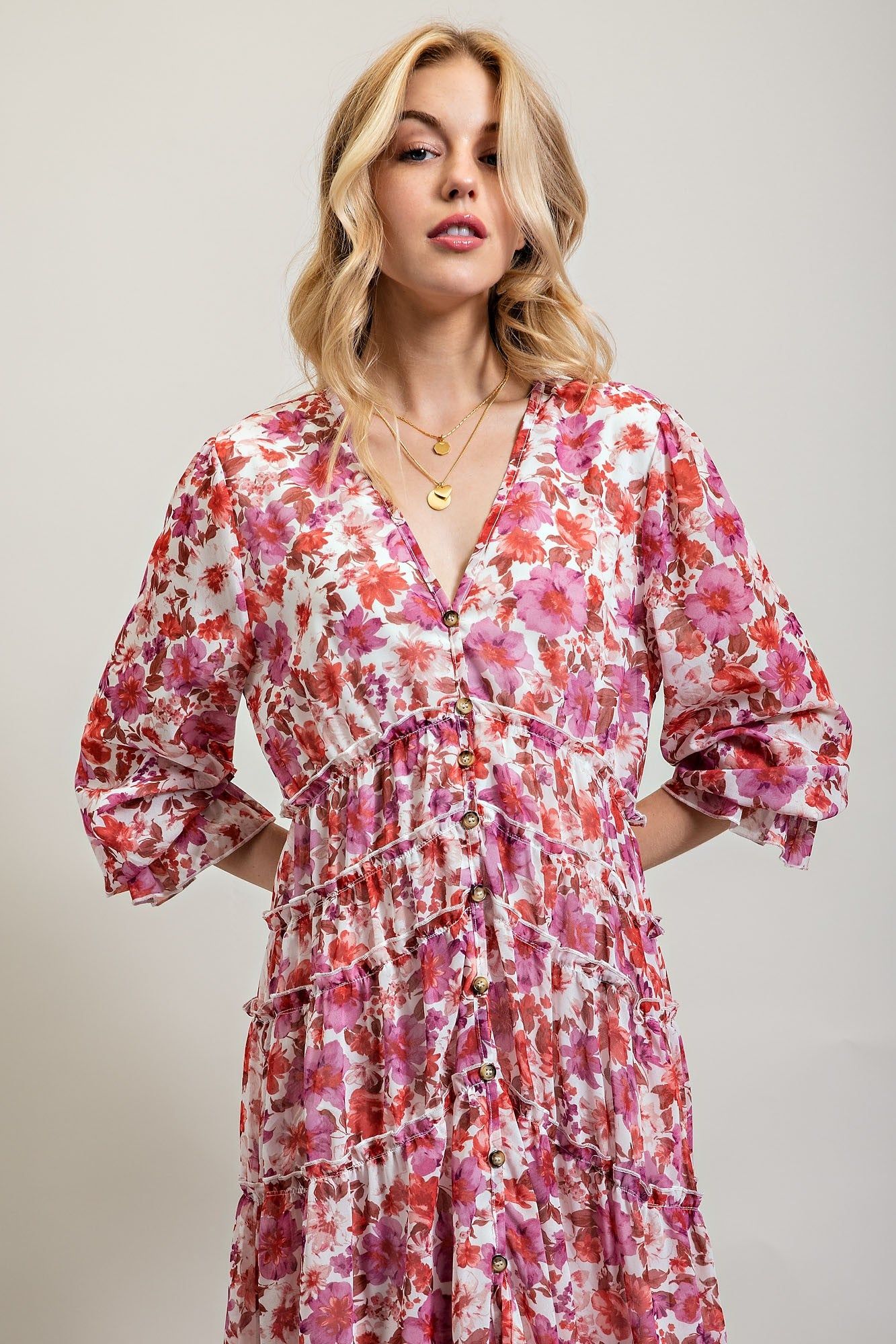 White Bohemian Floral High Low Maxi Dress sold by Pinkblush product image thumbnail 5