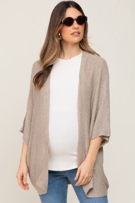 Beige Dolman Short Sleeve Maternity Cardigan sold by Pinkblush