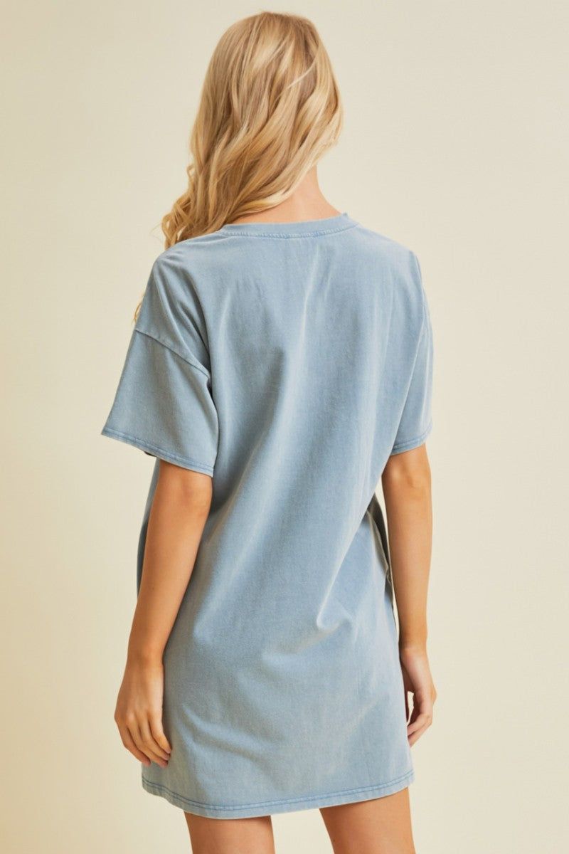 Light Blue Short Sleeve Side Pocket Dress sold by Pinkblush product image thumbnail 4