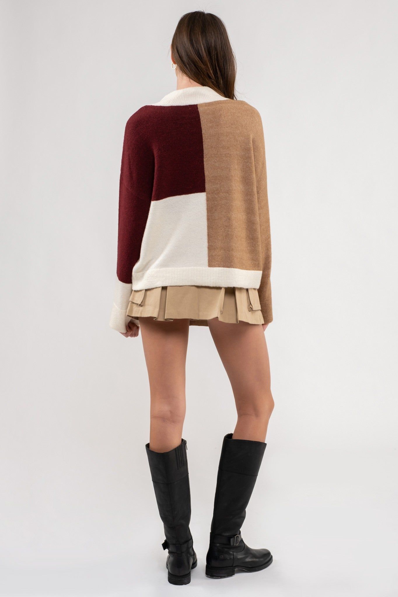Multi Colorblock Mock Neck Sweater sold by Pinkblush product image thumbnail 3