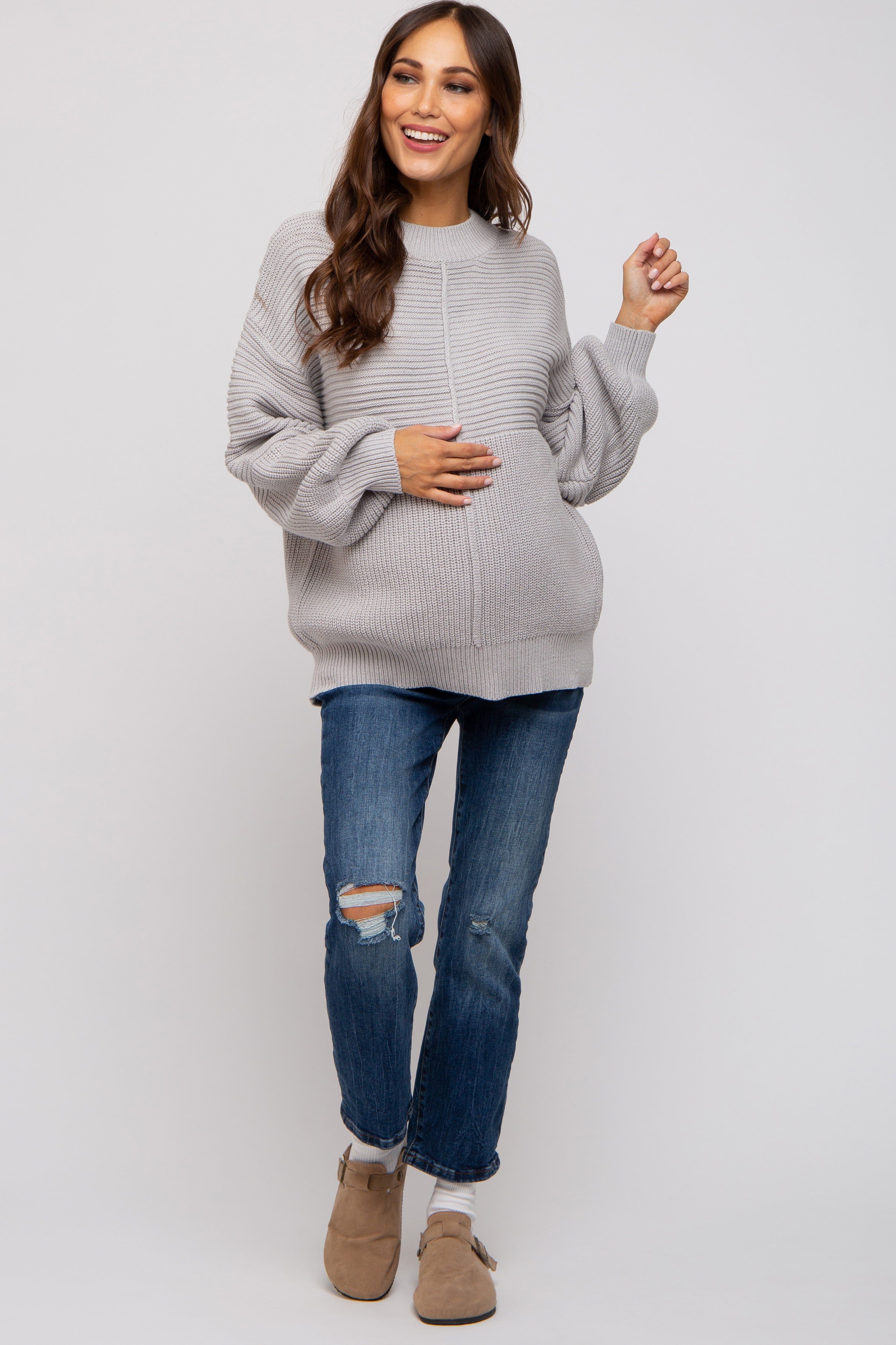 Heather Grey Ribbed Maternity Sweater sold by Pinkblush product image thumbnail 4