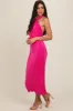 Fuchsia Knot Front Plisse Halter Midi Dress sold by Pinkblush