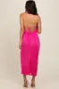 Fuchsia Knot Front Plisse Halter Midi Dress sold by Pinkblush