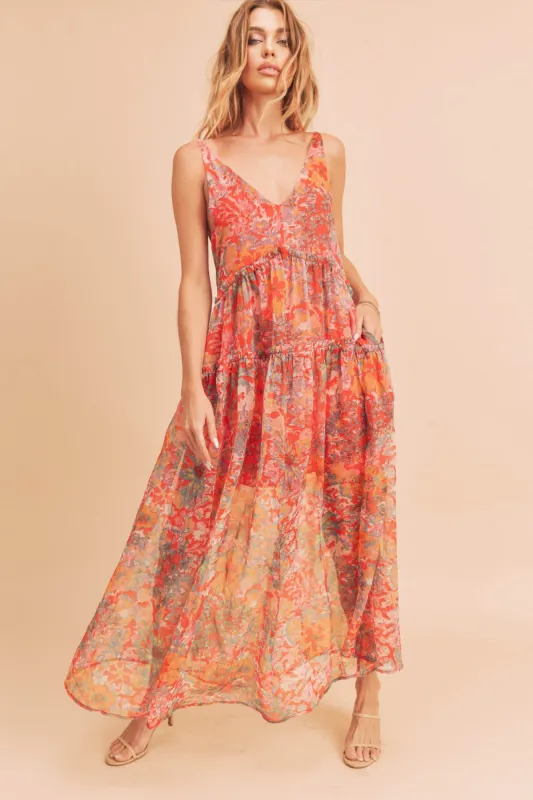 Red Floral Maxi Dress sold by Pinkblush