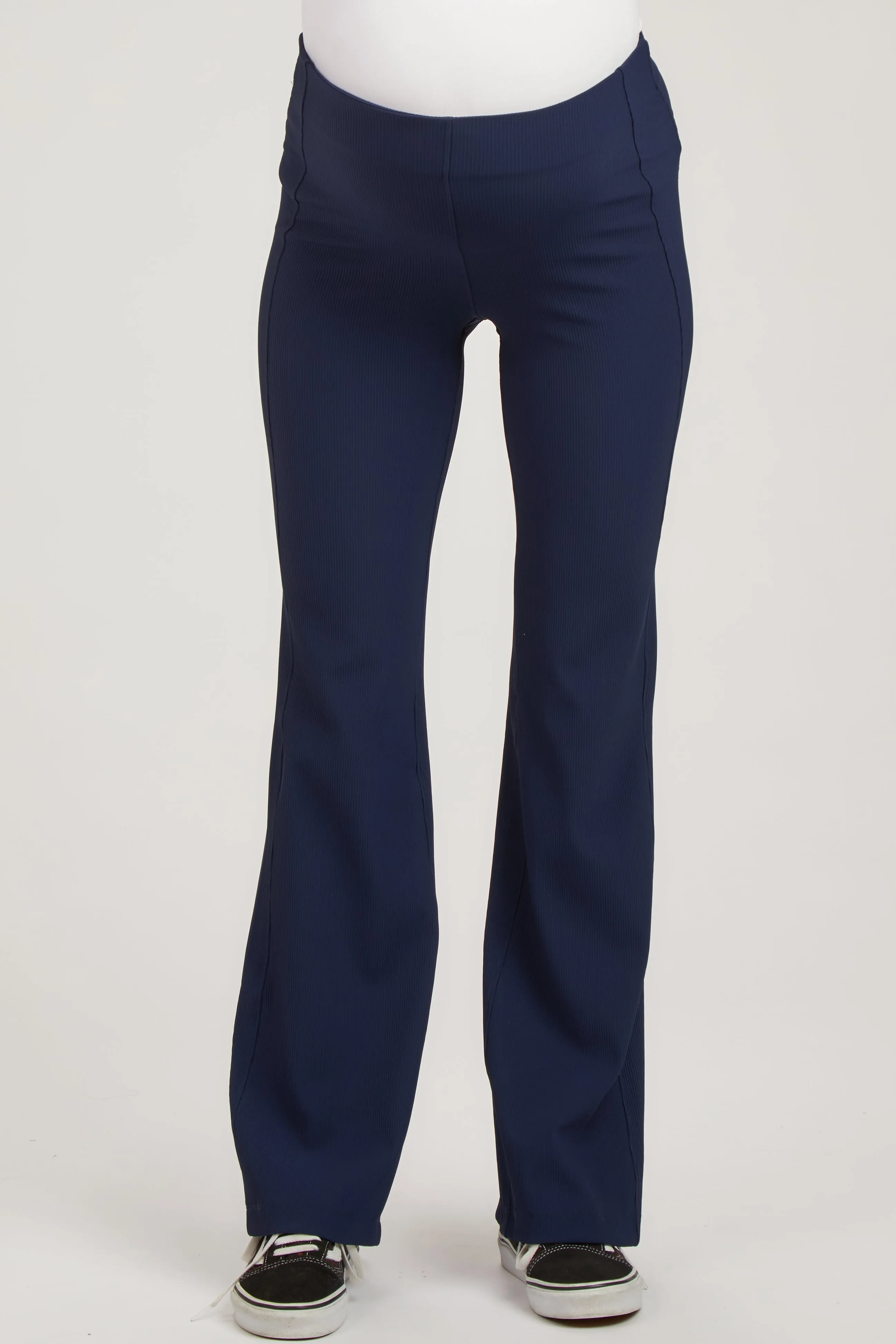 Navy Blue Ribbed Maternity Flared Leggings sold by Pinkblush product image thumbnail 2