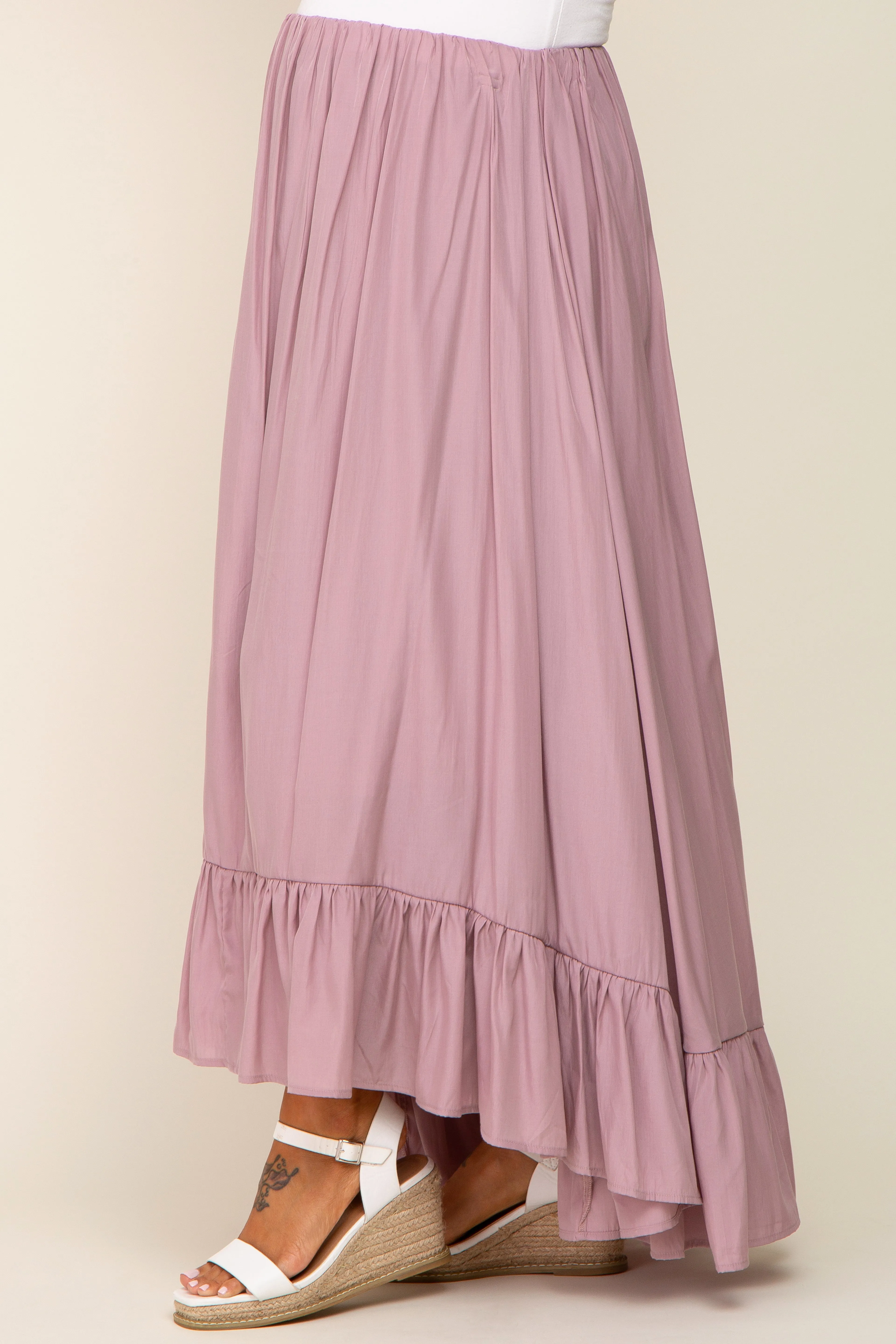 Mauve Ruffle Hem Maternity Maxi Skirt sold by Pinkblush product image thumbnail 3