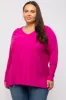 Fuchsia Knit Long Dolman Sleeve Plus Top sold by Pinkblush