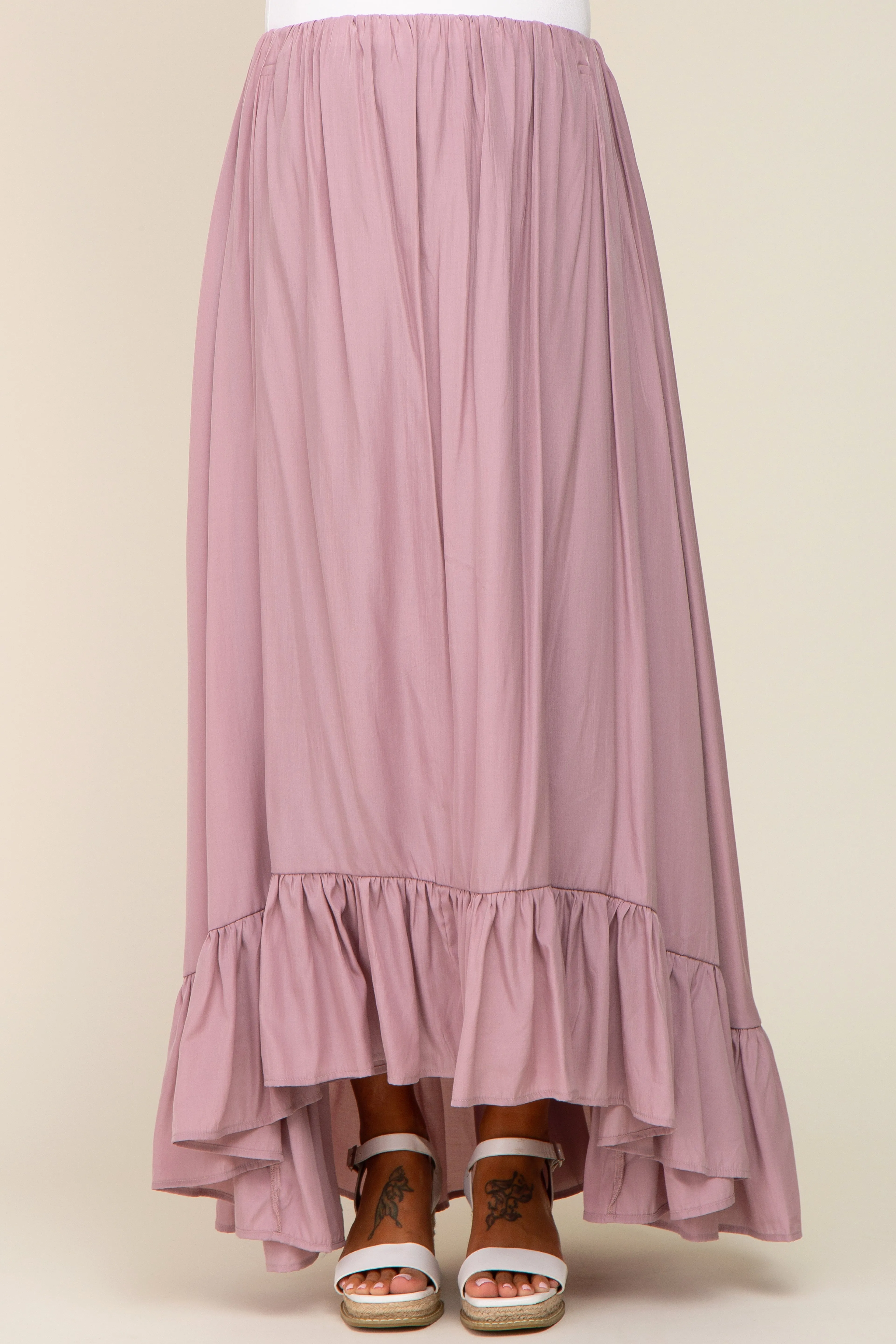 Mauve Ruffle Hem Maternity Maxi Skirt sold by Pinkblush product image thumbnail 2