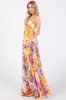 Purple Floral Top Accent Tiered Maxi Dress sold by Pinkblush