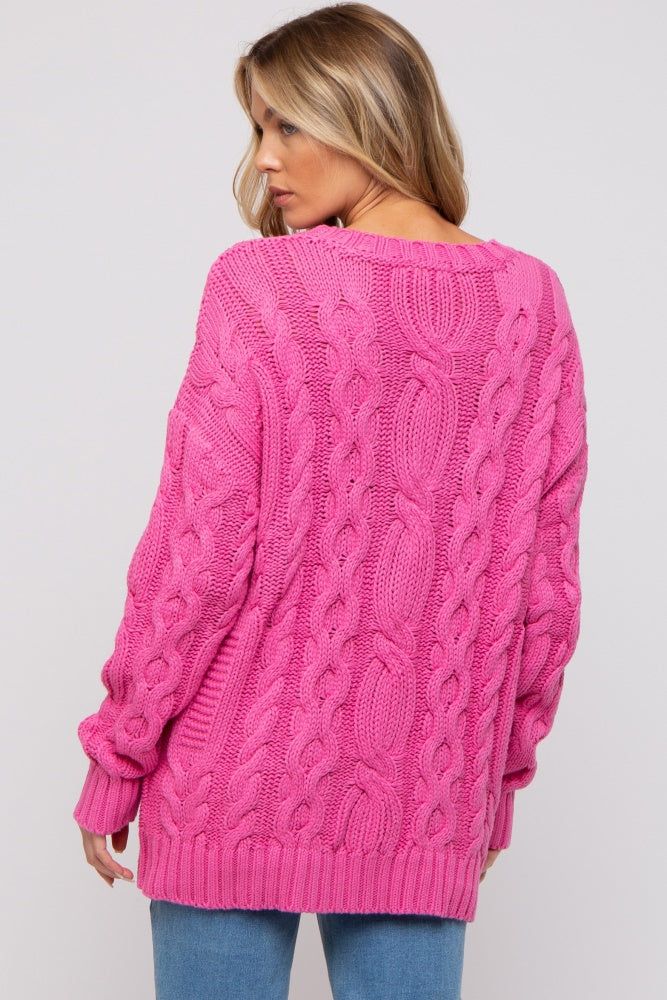 Pink Chunky Cable Knit Maternity Sweater sold by Pinkblush product image thumbnail 2