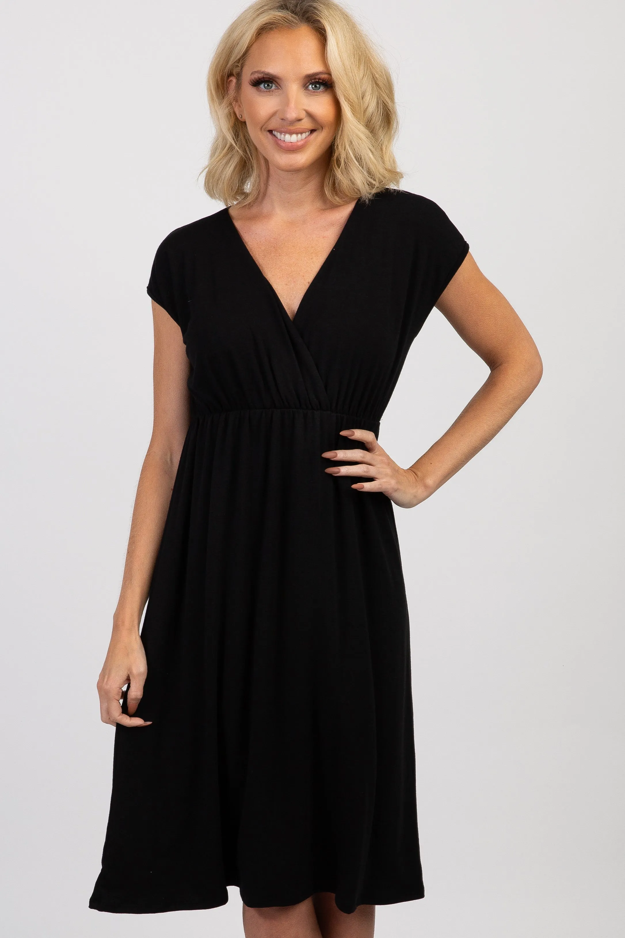 PinkBlush Black Draped Nursing Dress sold by Pinkblush product image thumbnail 2