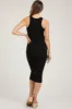 Black Sleeveless Ribbed Fitted Maternity Midi Dress sold by Pinkblush