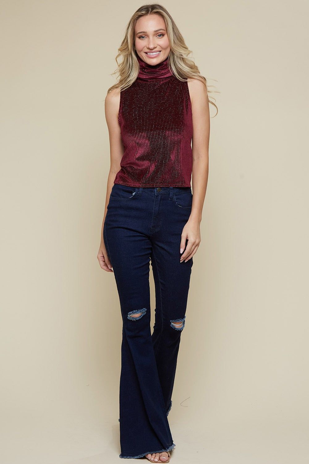 Wine Velvet Turtle Neck Top sold by Pinkblush product image thumbnail 5
