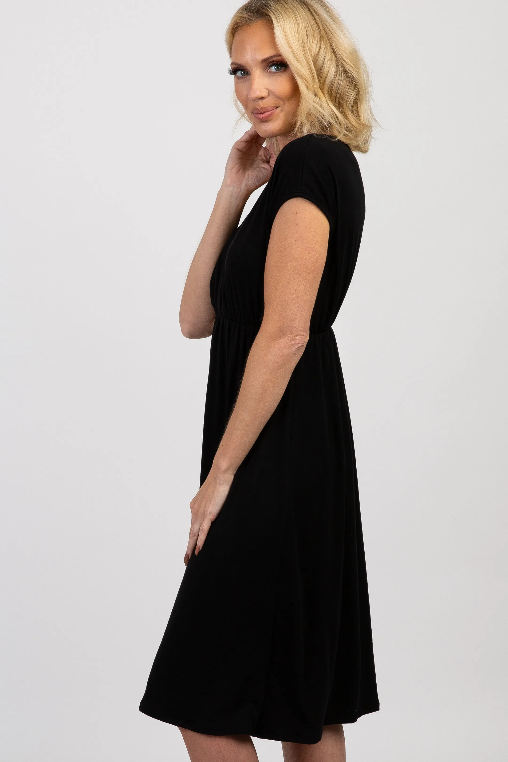 PinkBlush Black Draped Nursing Dress sold by Pinkblush product image thumbnail 3