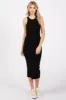 Black Sleeveless Ribbed Fitted Maternity Midi Dress sold by Pinkblush