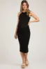 Black Sleeveless Ribbed Fitted Maternity Midi Dress sold by Pinkblush