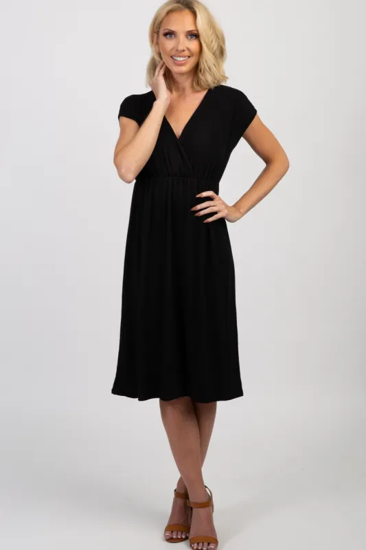 PinkBlush Black Draped Nursing Dress sold by Pinkblush