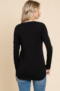 Black Basic Long Sleeve Top sold by Pinkblush