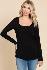 Black Basic Long Sleeve Top sold by Pinkblush