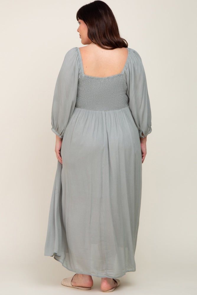 Mint Embroidered 3/4 Sleeve Plus Maxi Dress sold by Pinkblush product image thumbnail 3