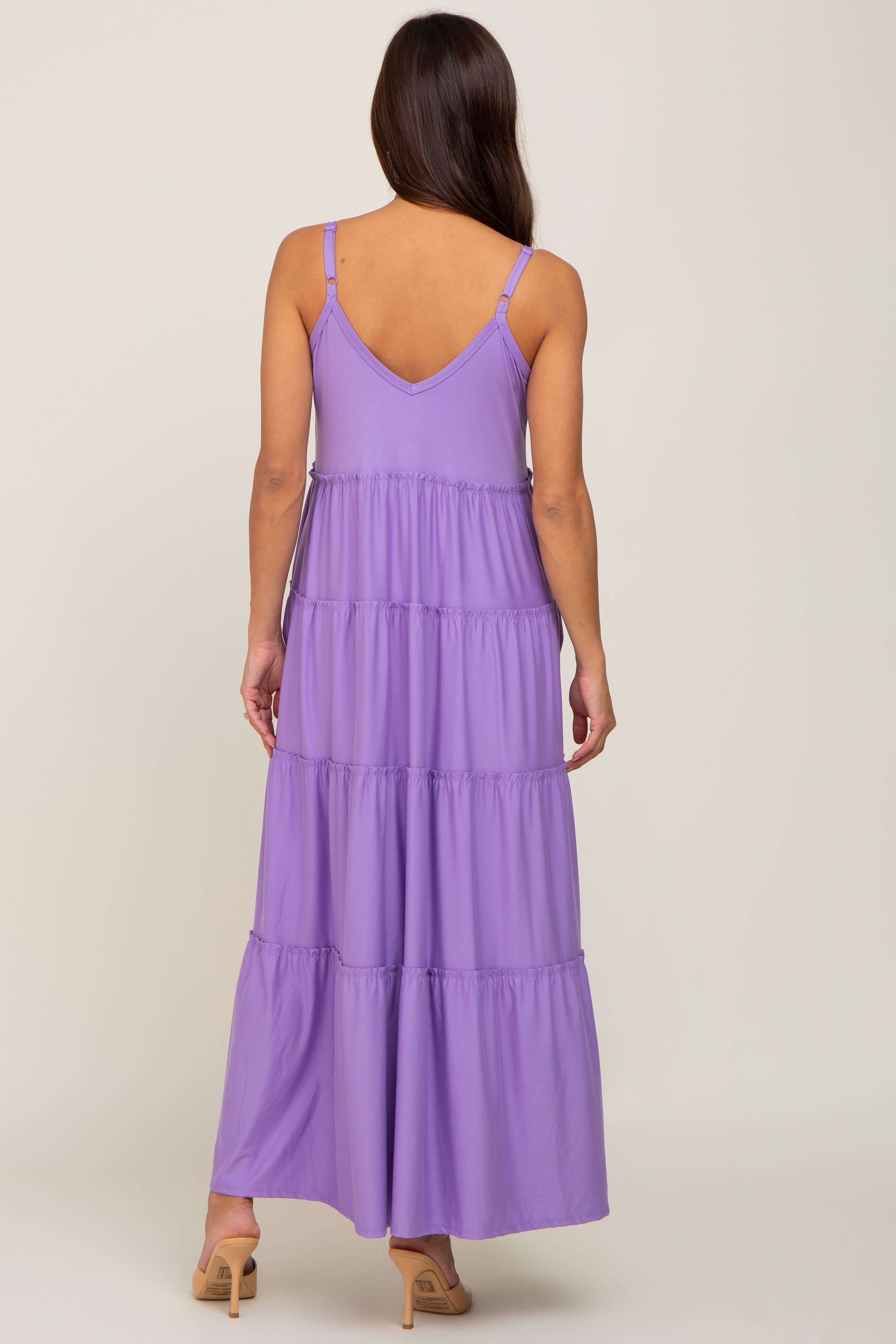 Lavender Tiered Sleeveless Maternity Maxi Dress sold by Pinkblush product image thumbnail 3