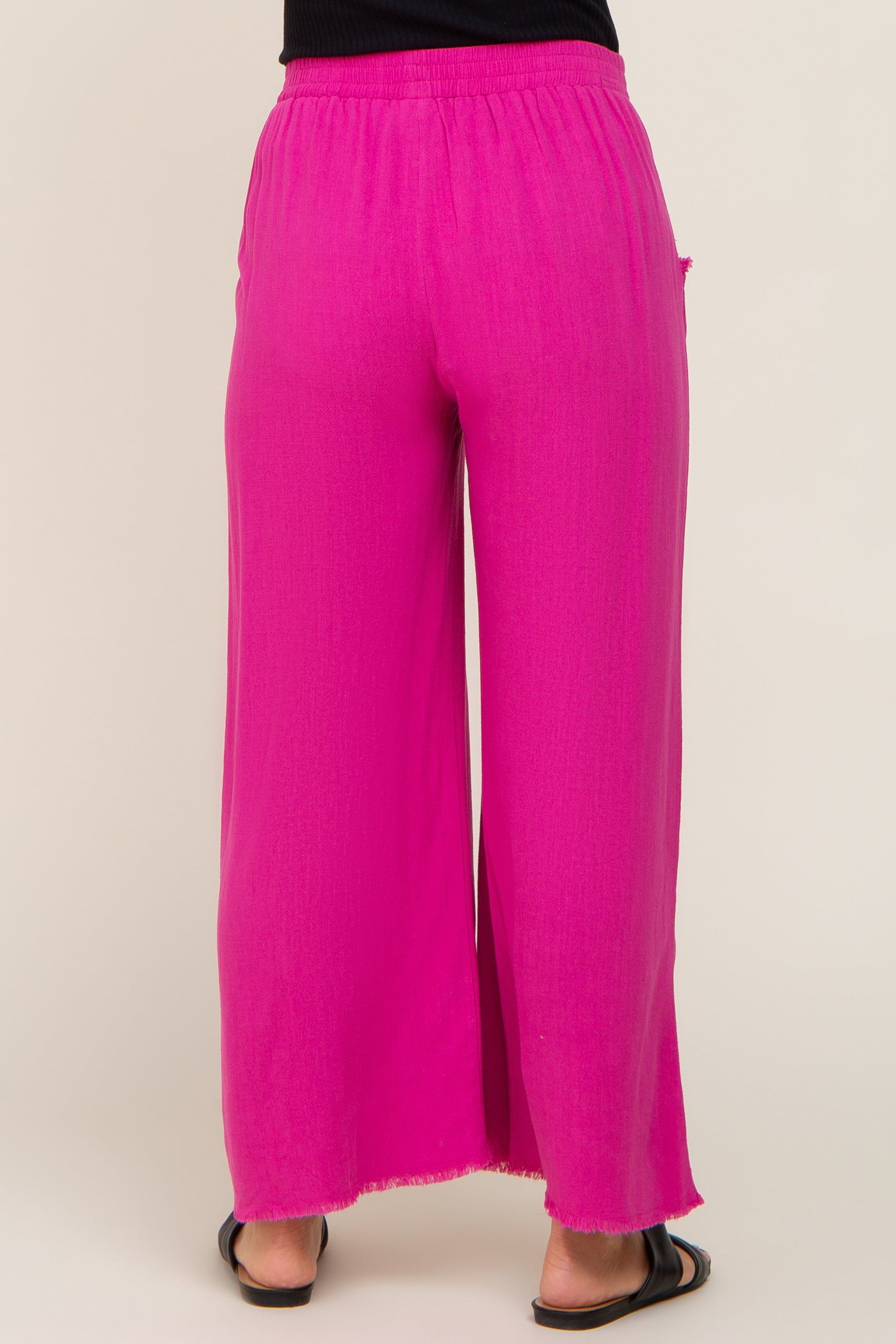 Fuchsia Fringe Hem Linen Maternity Pants sold by Pinkblush product image thumbnail 4