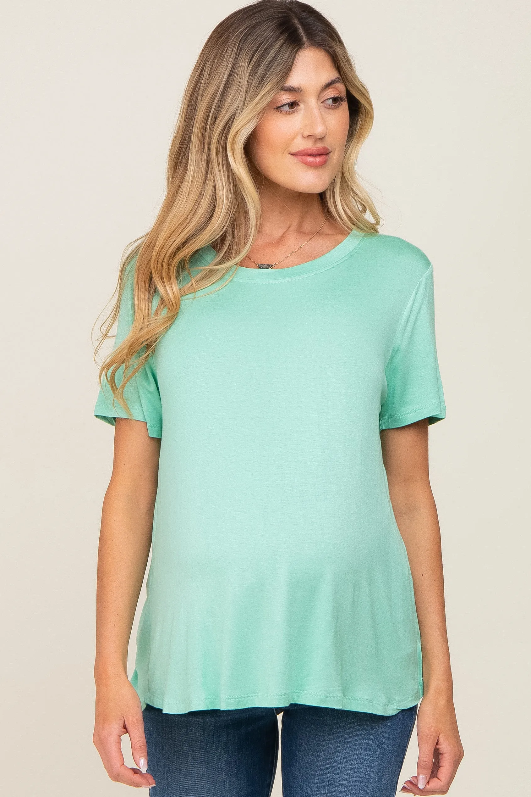 Mint Basic Maternity Tee sold by Pinkblush