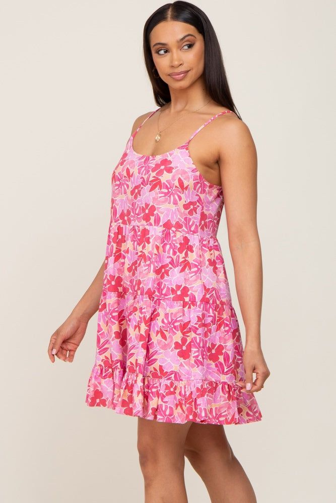 Pink Floral Sleeveless Tiered Mini Dress sold by Pinkblush product image thumbnail 2