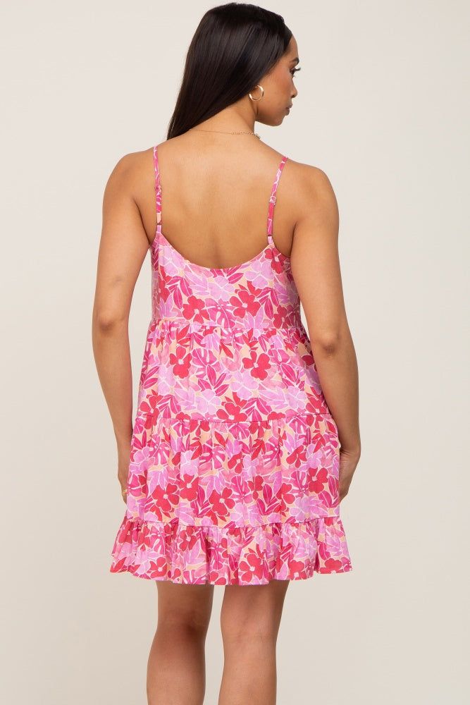 Pink Floral Sleeveless Tiered Mini Dress sold by Pinkblush product image thumbnail 3